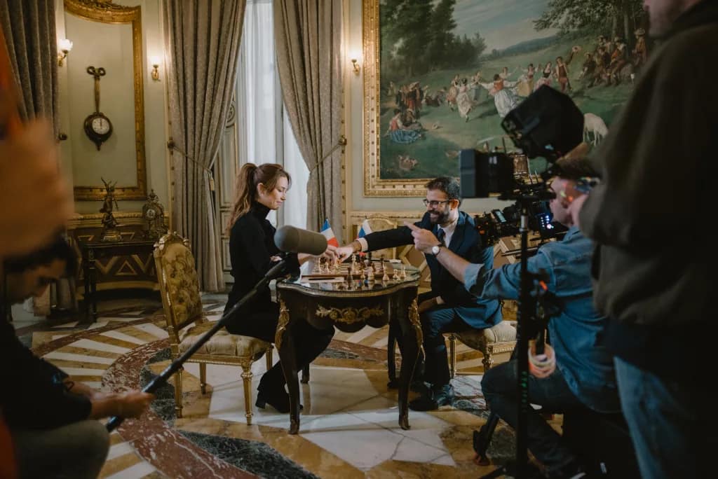 Cómo ser campeón del mundo de ajedrez DIA1 AMBICION DE MARIE claudiaherran 26 Otro momento del rodaje de 'La ambición de Marie', corto de Manu Fernández, con Pablo Tierraseca en el papel de campeón del mundo. Foto: Claudia Herrán